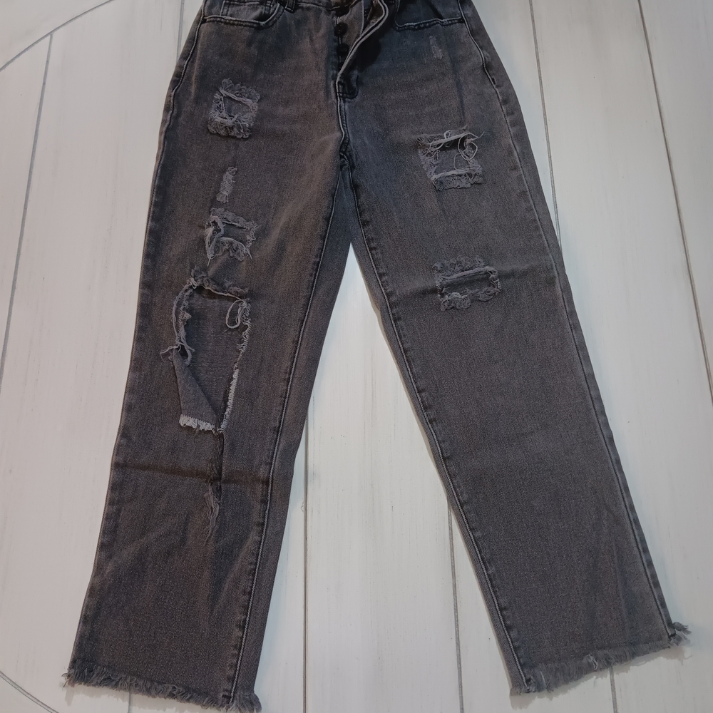 Women's 26 PacSun High Rise Straight Leg Distressed Black Jeans